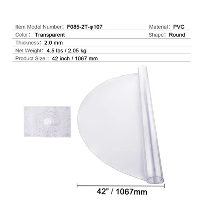 VEVOR Plastic Table Cover, 42 X 42 Inch 2.0 Mm Thick Clear Table Protector, Round PVC Desk Mat, Waterproof & Easy Cleaning Desk Pad Tablecloth 7 VEVOR Plastic Table Cover, 42 X 42 Inch 2.0 Mm Thick Clear Table Protector, Round PVC Desk Mat, Waterproof & Easy Cleaning Desk Pad Tablecloth - Image 7