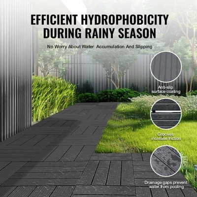 VEVOR Interlocking Deck Tiles, 10 Pack,12"x12" 10 Sq. Ft Plastic Waterproof Outdoor Flooring All Weather Use, Patio Floor Decking Covering Tiles 4 VEVOR Interlocking Deck Tiles, 10 Pack,12"x12" 10 Sq. Ft Plastic Waterproof Outdoor Flooring All Weather Use, Patio Floor Decking Covering Tiles - Image 4