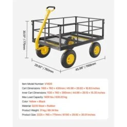 VEVOR 1400 Lbs Steel Garden Cart, Heavy Duty Pullable Garden Wagon Yard Cart, 2 In 1 Outdoor Metal Utility Wagon Yard Trailer, Black -Aesthtic Interiors GUEST 8ff650b9 0b32 4be2 841d 9f13e03b4e24