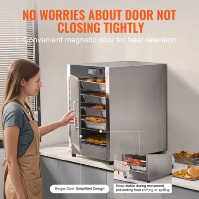 VEVOR Hot Box Food Warmer, 5-Tier Concession Warmer With Water Tray, 5 Pans, Single-door And Adjustable Shelves, Stainless Steel Food Warmer Cabinet 6 VEVOR Hot Box Food Warmer, 5-Tier Concession Warmer With Water Tray, 5 Pans, Single-door And Adjustable Shelves, Stainless Steel Food Warmer Cabinet - Image 6