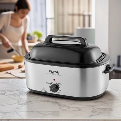 VEVOR Electric Roaster Oven, 26 QT Turkey Roaster Oven With Self-Basting Lid,1450W Roaster Oven With Defrost & Warm Function, Adjustable Temperature 1 VEVOR Electric Roaster Oven, 26 QT Turkey Roaster Oven With Self-Basting Lid,1450W Roaster Oven With Defrost & Warm Function, Adjustable Temperature