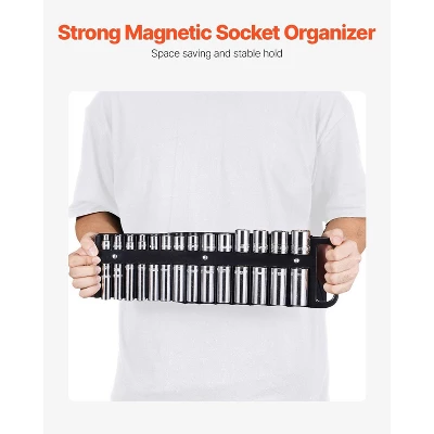 VEVOR Portable Socket Organizer Tray, 3-Piece Metric & SAE Socket Organizer Set, 1/4'', 3/8'' And 1/2'' Heavy-Duty Socket Holder With Handle 4 VEVOR Portable Socket Organizer Tray, 3-Piece Metric & SAE Socket Organizer Set, 1/4'', 3/8'' And 1/2'' Heavy-Duty Socket Holder With Handle - Image 4