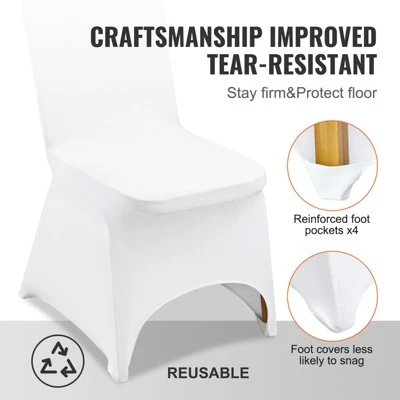VEVOR Stretch Spandex Folding Chair Covers, Universal Fitted Arched Front Cover, Removable Washable Protective Slipcovers, (100PCS White) 5 VEVOR Stretch Spandex Folding Chair Covers, Universal Fitted Arched Front Cover, Removable Washable Protective Slipcovers, (100PCS White) - Image 5