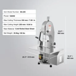 VEVOR Commercial Electric Meat Bandsaw, 1800W Stainless Steel Countertop Bone Sawing Machine, Workbeach 15" X 19.1", Silver -Aesthtic Interiors GUEST 90fb8695 bcc9 4e3a bdff f7e2ce7b1a73