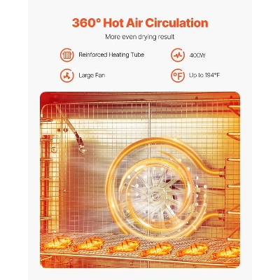 VEVOR Food Dehydrator Machine, 8 Stainless Steel Trays, 400W Electric Food Dryer With Adjustable Temperature & 24-Hour Timer, Freeze Dryer, Silver 2 VEVOR Food Dehydrator Machine, 8 Stainless Steel Trays, 400W Electric Food Dryer With Adjustable Temperature & 24-Hour Timer, Freeze Dryer, Silver - Image 2