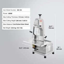 VEVOR Commercial Electric Meat Bandsaw, 650W Stainless Steel Countertop Meat Sawing Machine, Workbench 12.4" X 18.1", Silver -Aesthtic Interiors GUEST 912bc296 334a 42dd be57 df0be146ac1f