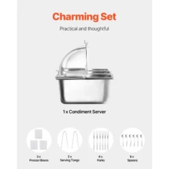 VEVOR Countertop Food Serving Display Container, 6 Pan Stainless Steel Food Serving Tray, Buffet Condiment Dispenser Display Rack, Silver -Aesthtic Interiors GUEST 921fffa2 5c96 4238 8a6b 1cacd6c17aa5