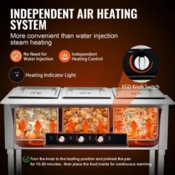 VEVOR 3-Pan Commercial Food Warmer, 3 X 20.6QT Electric Steam Table, 1500W Professional Buffet Catering Food Warmer With 4 Wheels (2 Lockable) -Aesthtic Interiors GUEST 92460d1a 5ce9 4d9a 8fa0 64fb85a3fa0c