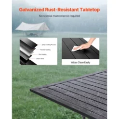 VEVOR Outdoor Patio Dining Table, 37 Inch Square Metal Steel Slat Backyard Bistro Tables, With 1.5 In Umbrella Hole, Black -Aesthtic Interiors GUEST 9247dd81 593e 4aa2 981e c050022624b0