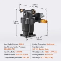 VEVOR Pressure Washer Pump, 3/4" Shaft Horizontal, 3500 PSI, 2.5GPM, Replacement Power Washer Pumps Kit With 5 Nozzles, Black 13 VEVOR Pressure Washer Pump, 3/4" Shaft Horizontal, 3500 PSI, 2.5GPM, Replacement Power Washer Pumps Kit With 5 Nozzles, Black -Aesthtic Interiors GUEST 9253e68a 4ccf 4fc1 b186 969b9e6002be