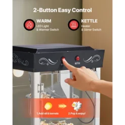 VEVOR Popcorn Machine, 8oz Stainless Steel Kettle, 800W Commercial Countertop Popcorn Maker, 48 Cups Per Batch Theater Style Popper, Black -Aesthtic Interiors GUEST 9284d2a8 3742 4bca a848 e8c1deb235e6