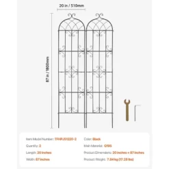 VEVOR Garden Trellis For Climbing Plants, 87 X 20 In, 2 Packs Rustproof Metal Garden Flower Trellis, Outdoor Climbing Rose Trellis Cucumbers Support -Aesthtic Interiors GUEST 92b51937 4c97 434a 890e d1f78f413671