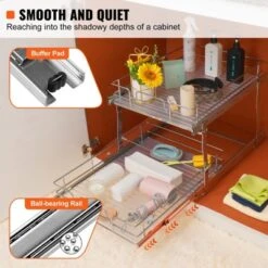 VEVOR 2 Tier 17"W X 21"D Pull Out Cabinet Organizer, Heavy Duty Slide Out Pantry Shelves, Chrome-Plated Steel Roll Out Drawers -Aesthtic Interiors GUEST 92b92891 32a6 4d8c a37e 38d0c4703a38
