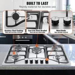 VEVOR 30-inch Gas Cooktop, 5 Burners Built-in Gas Stove Top, Max 12250BTU NG/LPG Convertible Stainless Steel Natural Gas Hob -Aesthtic Interiors GUEST 9380286f 2ba8 4cb0 8554 7f37b7c1f191