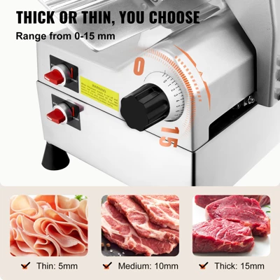 VEVOR Automatic Meat Slicer, 540W Deli Slicer, 2 PCS 10" Stainless Steel Removable Blade, 0-15mm Adjustable Thickness, Child Lock Protection 3 VEVOR Automatic Meat Slicer, 540W Deli Slicer, 2 PCS 10" Stainless Steel Removable Blade, 0-15mm Adjustable Thickness, Child Lock Protection - Image 3