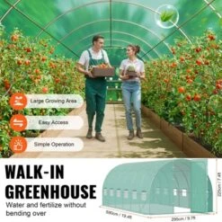 VEVOR Walk-in Tunnel Greenhouse, 19.4x9.7x7.4 Ft Hoop House Greenhouse Tunnel With Galvanized Steel Frame, PE Cover, Swing Door, 12 Roll-up Windows -Aesthtic Interiors GUEST 93fe7e17 7744 467a add2 46871aa12fb5