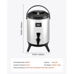 VEVOR Insulated Beverage Dispenser, 1.5 Gal/6L Stainless Steel Thermal Drink Server With Spigot & Temp Display, For Hot And Cold Drinks, Silver -Aesthtic Interiors GUEST 9443fde3 765a 4c9f b25f 26ad368079e7