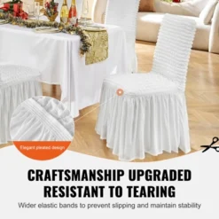 VEVOR Stretch Spandex Folding Chair Covers, Universal Fitted Chair Cover With Skirt, Removable Washable Protective Slipcovers, (4 PCS White) 10 VEVOR Stretch Spandex Folding Chair Covers, Universal Fitted Chair Cover With Skirt, Removable Washable Protective Slipcovers, (4 PCS White) -Aesthtic Interiors GUEST 94a04c01 d5bb 4463 8d05 20308c07379a