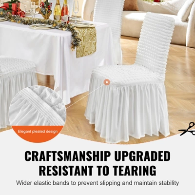 VEVOR Stretch Spandex Folding Chair Covers, Universal Fitted Chair Cover With Skirt, Removable Washable Protective Slipcovers, (4 PCS White) 3 VEVOR Stretch Spandex Folding Chair Covers, Universal Fitted Chair Cover With Skirt, Removable Washable Protective Slipcovers, (4 PCS White) - Image 3