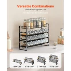 VEVOR Detachable Spice Rack Organizer For Cabinet, 4 Tie Stackable Seasoning Organizer, Spice Jars Kitchen Storage, Black -Aesthtic Interiors GUEST 94a16315 e484 414a 84d3 b3db9baa96dd