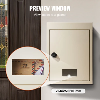 VEVOR Through The Wall Drop Box, Heavy Duty Steel Through The Wall Mailbox With 2.8-7.9" 13" Combination Lock, 12.5x6.3x16.9" Mail Drop Box, Beige 6 VEVOR Through The Wall Drop Box, Heavy Duty Steel Through The Wall Mailbox With 2.8-7.9" 13" Combination Lock, 12.5x6.3x16.9" Mail Drop Box, Beige - Image 6