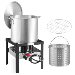 VEVOR 100 Qt Seafood Boiling Kit With Strainer, Outdoor Seafood Boil Pot And Basket, Cooking Set For Crab Crawfish Lobster Boiling, Silver -Aesthtic Interiors GUEST 954d753a 5db0 4a56 83f0 a5ddb9bc8e5b
