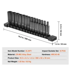 VEVOR 1/4" Drive Impact Socket Set,14 Piece Deep Socket Set Metric 4-15mm, 6 Point Cr-Mo Alloy Steel For Auto Repair, Easy-to-Read Size Markings,BLACK -Aesthtic Interiors GUEST 95ba7cff 5572 4917 aee0 69fdca19643e