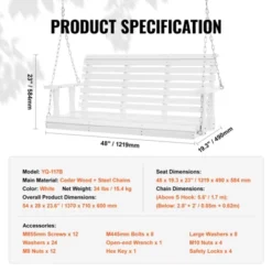 Wooden Porch Swing 4.5 Ft, Patio Bench Swing For Courtyard & Garden, Upgraded 880 Lbs Strong Load Capacity -Aesthtic Interiors GUEST 95cc0457 c864 40d9 b297 ce17b4143391