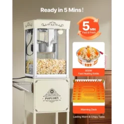 VEVOR Popcorn Machine With Cart, 8oz Stainless Steel Kettle, 800W Commercial Popcorn Maker, 48 Cups Per Batch Theater Style Popper, White 11 VEVOR Popcorn Machine With Cart, 8oz Stainless Steel Kettle, 800W Commercial Popcorn Maker, 48 Cups Per Batch Theater Style Popper, White -Aesthtic Interiors GUEST 96199bce e490 4316 b26c 729130e53af4