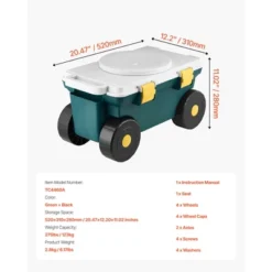 VEVOR Garden Scooter With Seat, 2 In 1 Rolling Garden Cart With Storage Bin, Outdoor Wagon With Handle, Green -Aesthtic Interiors GUEST 962cc02d 50f6 4a60 ae30 401c110690d7