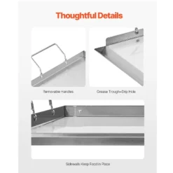 VEVOR Stainless Steel Griddle, 23x16 Inch Universal Flat Top Rectangular Plate, Gas Grill Griddle For BBQ Grill, Teppanyaki, Silver -Aesthtic Interiors GUEST 965812a2 6085 4a3e af60 f260cad04d52