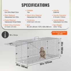 VEVOR Humane Live Animal Trap, Dimensions 50" X 20" X 26", Crafted From Galvanized Iron, Collapsible Design With Carrying Handle -Aesthtic Interiors GUEST 9673a9f9 b1f6 4589 a0fc f5b25e28e0af