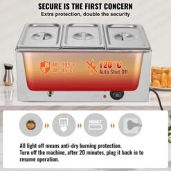 VEVOR 3-Pan Commercial Food Warmer, 17.4QT Electric Steam Table, 1200W Professional Countertop Stainless Steel Buffet Bain Marie -Aesthtic Interiors GUEST 967c05ca 096c 4486 81cb cdf73d9f8d0b
