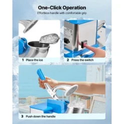 VEVOR Commercial Ice Crusher 661LBS/H, 350W Electric Snow Cone Machine With 4 Blades, 2000RPM Stainless Steel Shaved Ice Machine , Blue -Aesthtic Interiors GUEST 970568b2 f398 432d 9599 791c6259c872