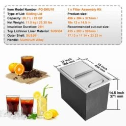 VEVOR Drop In Ice Chest, 18"L X 12"W X 14.5"H Stainless Steel Ice Cooler, Commercial Ice Bin With Sliding Cover, 40.9 Qt Outdoor Kitchen Ice Bar -Aesthtic Interiors GUEST 97343aee eef2 4421 8aa3 8df1dda462a1