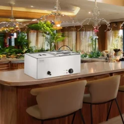 VEVOR 3-Pan Commercial Food Warmer, 17QT Electric Steam Table, 1200W Professional Countertop Stainless Steel Buffet Bain Marie