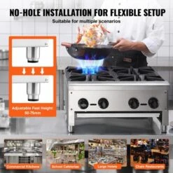 VEVOR Commercial Gas Stove With 4 Burners, Propane And Natural Gas Countertop Cooking Stove Range, Stainless Steel Gas Hot Plate -Aesthtic Interiors GUEST 9814039e 7a22 4739 aa2d 111b7fc5dc7b