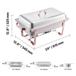 VEVOR Chafing Dish Buffet Set, 8 Qt 2 Pack, Stainless Steel Chafer With 2 Full Size Pans, Rectangle Catering Warmer Server, Rose Gold -Aesthtic Interiors GUEST 98157017 524f 42ad ae82 0a3c5d753c45