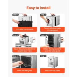 VEVOR Foldable Camping Oven, Stainless Steel Portable Camping Stove, With 3 Tier Grill, Handle And Thermometer, Use With Wood Burning Fire, Silver -Aesthtic Interiors GUEST 981bfe14 b413 40ee 8885 623c05b49f50