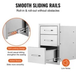 VEVOR 18x23 Inch Outdoor Kitchen Stainless Steel Triple Access BBQ Drawers With Chrome Handle, 18 X23 X 23 Inch,Silver -Aesthtic Interiors GUEST 981f2337 49e6 4dfc a374 65a83a695a9a