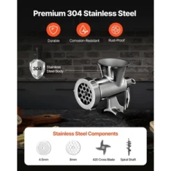 VEVOR Manual Meat Grinder, 304 Stainless Steel Hand Crank Meat Mincer With Steel Table Clamp, Sausage Stuffer, Silver -Aesthtic Interiors GUEST 9855ade5 a566 4c46 aa90 de45a24b62b5