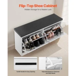 VEVOR Entryway Shoe Storage Bench, 39.4 X 12.0 X 18.7 Inch Shoe Organizer With Flip Drawers, 440lbs Narrow Shoes Rack Bench, Black + White 10 VEVOR Entryway Shoe Storage Bench, 39.4 X 12.0 X 18.7 Inch Shoe Organizer With Flip Drawers, 440lbs Narrow Shoes Rack Bench, Black + White -Aesthtic Interiors GUEST 985d51c4 01ee 4f0d aeb8 7f041ca790f9