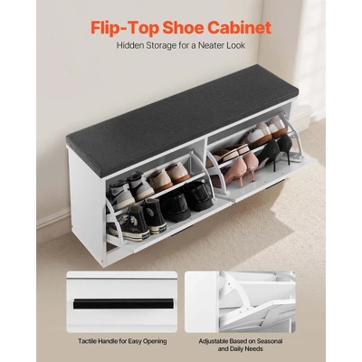 VEVOR Entryway Shoe Storage Bench, 39.4 X 12.0 X 18.7 Inch Shoe Organizer With Flip Drawers, 440lbs Narrow Shoes Rack Bench, Black + White 4 VEVOR Entryway Shoe Storage Bench, 39.4 X 12.0 X 18.7 Inch Shoe Organizer With Flip Drawers, 440lbs Narrow Shoes Rack Bench, Black + White - Image 4