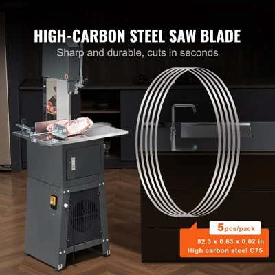 VEVOR Band Saw Blade, 82.3x0.63x0.02 Inch, 5 PCS/Pack Meat Bandsaw Blades For Replacement, Carbon Steel Blade, Silver 6 VEVOR Band Saw Blade, 82.3x0.63x0.02 Inch, 5 PCS/Pack Meat Bandsaw Blades For Replacement, Carbon Steel Blade, Silver - Image 6