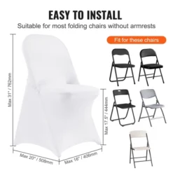 VEVOR Stretch Spandex Folding Chair Covers, Universal Fitted Chair Cover, Removable Washable Protective Slipcovers, For Wedding (30PCS White) -Aesthtic Interiors GUEST 99424211 d054 4426 b03e 2d095ce6f720