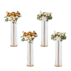 VEVOR 4PCS 35.43inch Tall Crystal Wedding Flowers Stand Luxurious Centerpieces Flower Vases Crystal Gold Vase Metal,Perfect For T-stage Wedding Part -Aesthtic Interiors GUEST 995a713a f0bb 4e03 b37e 42b79c645b3c