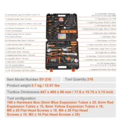 VEVOR Tool Kit, 216 Piece General Household Hand Tool Set, Home Repairing Tool Kit With Portable Tool Storage Case,BLACK 14 VEVOR Tool Kit, 216 Piece General Household Hand Tool Set, Home Repairing Tool Kit With Portable Tool Storage Case,BLACK -Aesthtic Interiors GUEST 99ff4933 c78f 4f26 a644 9b471c8e291e