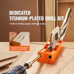 VEVOR Pocket Hole Jig, 56 Pcs Mini Jig Pocket Hole System With 9" C-clamp, Step Drill, Wrench, Square Drive Bit, Drill Stop Ring, And Screws -Aesthtic Interiors GUEST 9a27317d 30dd 486f 947d b5f4ecccc468