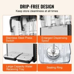 VEVOR Commercial Beverage Dispenser, 2 Tanks 12 L / 12.7 QT Per Tank Juice Dispenser, 286W Stainless Steel Ice Tea Drink Machine 12 VEVOR Commercial Beverage Dispenser, 2 Tanks 12 L / 12.7 QT Per Tank Juice Dispenser, 286W Stainless Steel Ice Tea Drink Machine -Aesthtic Interiors GUEST 9a35f2b2 9ee7 4e47 b6c5 58e43d646ddc