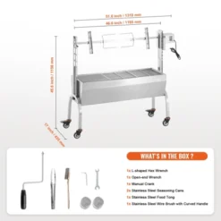 VEVOR Rotisserie Grill, BBQ Whole Pig Lamb Goat Charcoal Spit Grill, 46 Inch 132 Lbs Capacity, Electric 52W Motor, Silver 14 VEVOR Rotisserie Grill, BBQ Whole Pig Lamb Goat Charcoal Spit Grill, 46 Inch 132 Lbs Capacity, Electric 52W Motor, Silver -Aesthtic Interiors GUEST 9a6e6e48 7bed 46d9 806d b33f9f9765f1